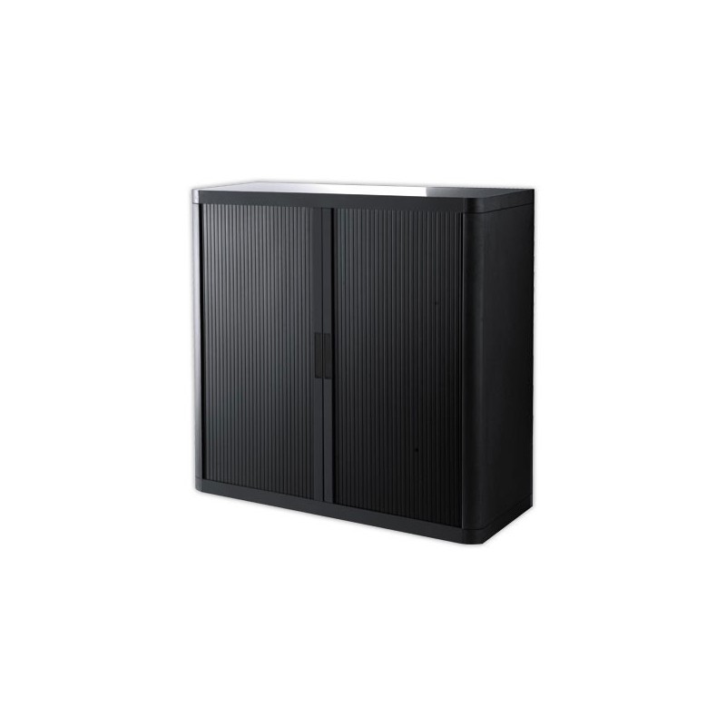 Armoire rideaux EasyOffice-110x41,5x104 cm Corps noir, rideaux noirs  - Fiducial