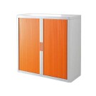Armoire rideaux EasyOffice-110x41,5x104 cm Corps blanc, rideaux orange  - Fiducial