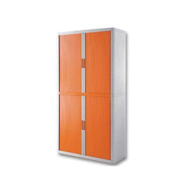 Armoire rideaux EasyOffice-204x41,5x110cm Corps blanc, rideaux orange  - Fiducial
