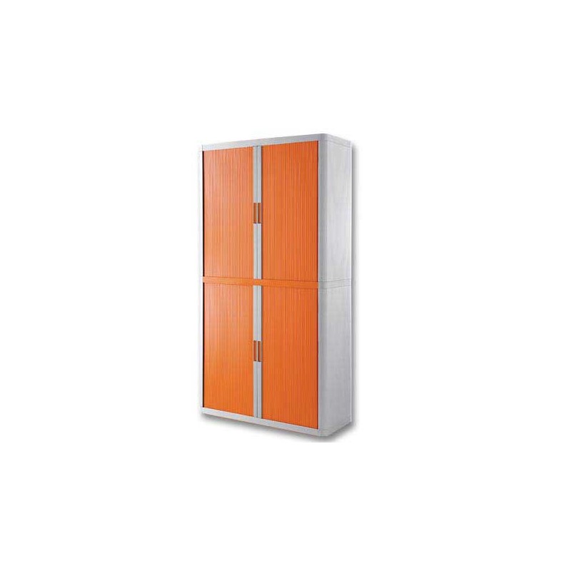 Armoire rideaux EasyOffice-204x41,5x110cm Corps blanc, rideaux orange  - Fiducial