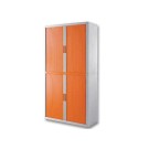 Armoire rideaux EasyOffice-204x41,5x110cm Corps blanc, rideaux orange  - Fiducial