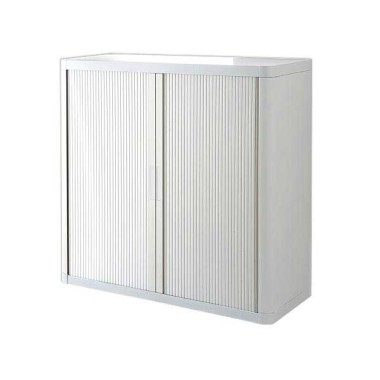 Armoire rideaux EasyOffice-110x41,5x104 cm Corps blanc, rideaux blancs  - Fiducial