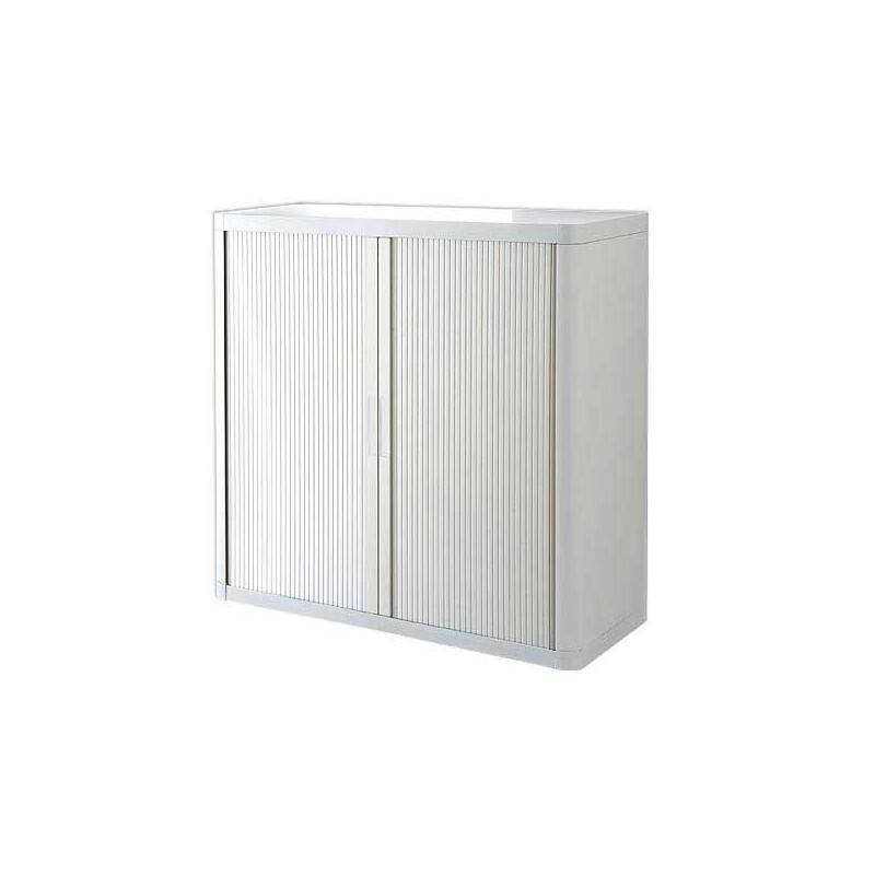 Armoire rideaux EasyOffice-110x41,5x104 cm Corps blanc, rideaux blancs  - Fiducial