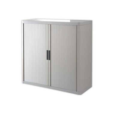 Armoire rideaux EasyOffice-110x41,5x104cm Corps gris, rideaux gris  - Fiducial