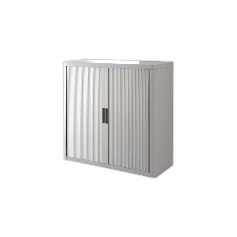 Armoire rideaux EasyOffice-110x41,5x104cm Corps gris, rideaux gris  - Fiducial
