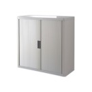 Armoire rideaux EasyOffice-110x41,5x104cm Corps gris, rideaux gris  - Fiducial