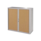 Armoire rideaux EasyOffice-110x41,5x104cm Corps gris, rideaux hêtre  - Fiducial