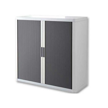 Armoire rideaux EasyOffice-104x41,5x110cm Corps blanc, rideaux anthrac  - Fiducial