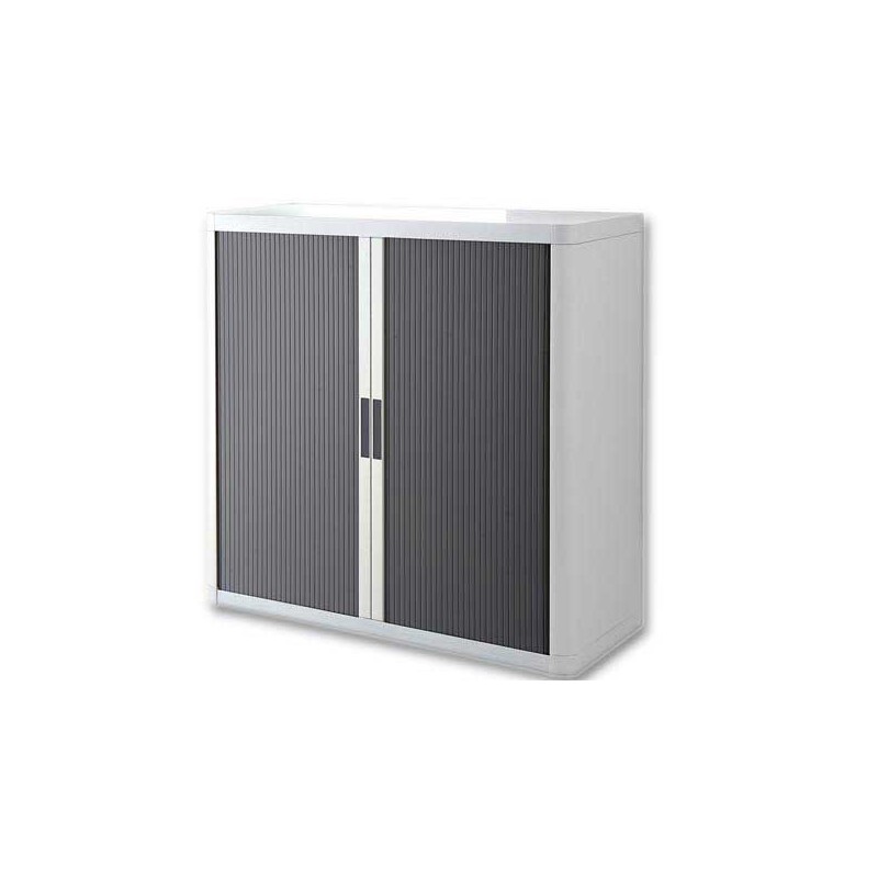 Armoire rideaux EasyOffice-104x41,5x110cm Corps blanc, rideaux anthrac  - Fiducial