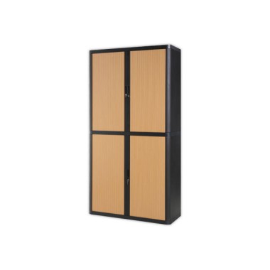 Armoire rideaux EasyOffice-204x41,5x110cm Corps noir, rideaux hêtre  - Fiducial