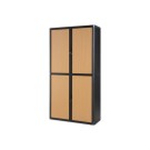 Armoire rideaux EasyOffice-204x41,5x110cm Corps noir, rideaux hêtre  - Fiducial
