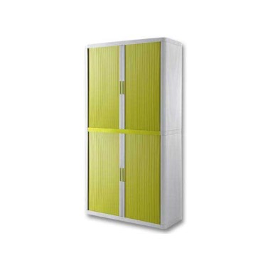 Armoire rideaux EasyOffice-204x41,5x110cm Corps blanc, rideaux anis  - Fiducial