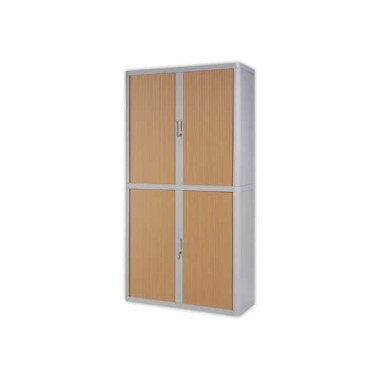 Armoire rideaux EasyOffice-204x41,5x110cm Corps gris, rideaux hêtre  - Fiducial