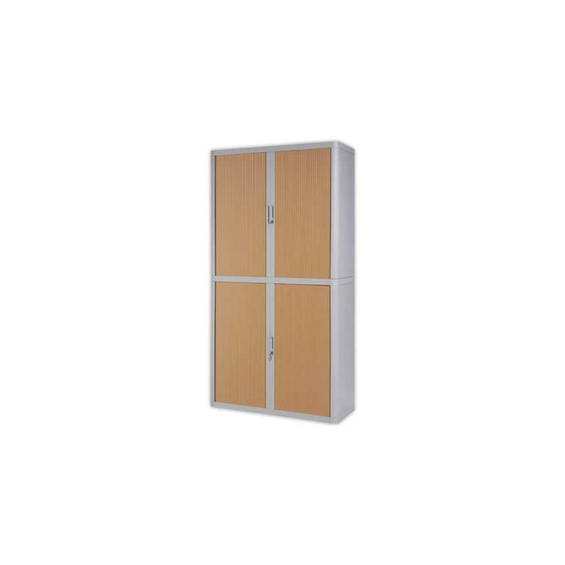 Armoire rideaux EasyOffice-204x41,5x110cm Corps gris, rideaux hêtre  - Fiducial
