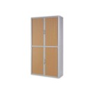 Armoire rideaux EasyOffice-204x41,5x110cm Corps gris, rideaux hêtre  - Fiducial