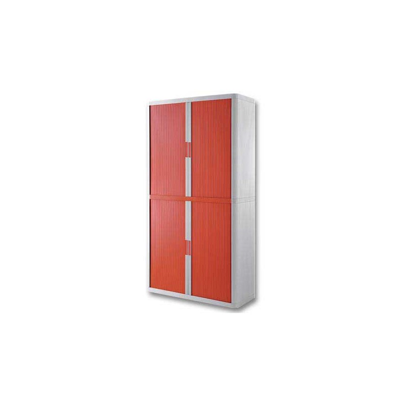 Armoire rideaux EasyOffice-204x41,5x110cm Corps blanc, rideaux rouge  - Fiducial