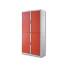 Armoire rideaux EasyOffice-204x41,5x110cm Corps blanc, rideaux rouge  - Fiducial