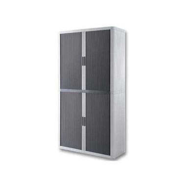 Armoire rideaux EasyOffice-204x41,5x110cm Corps blanc, rideaux anthrac  - Fiducial