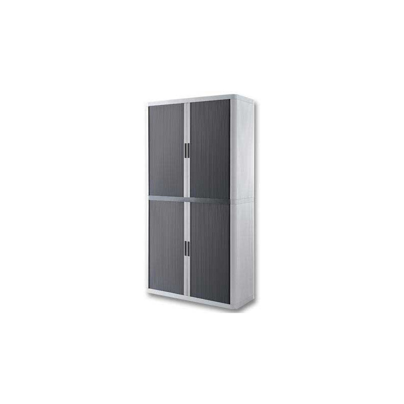Armoire rideaux EasyOffice-204x41,5x110cm Corps blanc, rideaux anthrac  - Fiducial