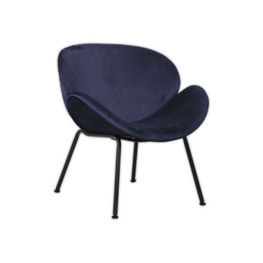 Fauteuil SMILE 4 pieds noir tissu bleu  - Fiducial