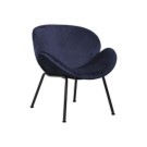 Fauteuil SMILE 4 pieds noir tissu bleu  - Fiducial