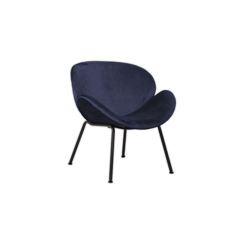 Fauteuil SMILE 4 pieds noir tissu bleumonté  - Fiducial