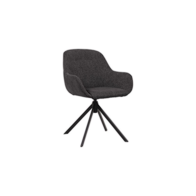 Fauteuil IRA pivotant 4 pieds noir tissu anthracite  - Fiducial