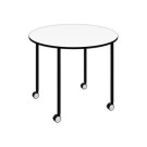 Table roulante FEX OFFICE Diam. 96 cm Blanc pieds noirs  - Fiducial