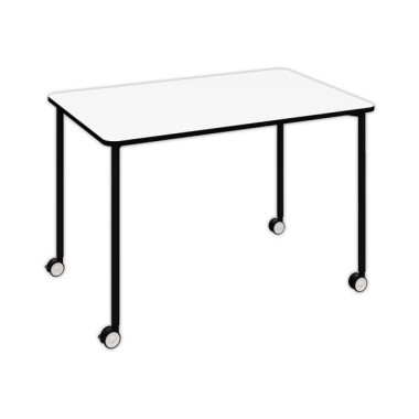 Table roulante FEX OFFICE 116 x 50 cm Blanc pieds noirs  - Fiducial