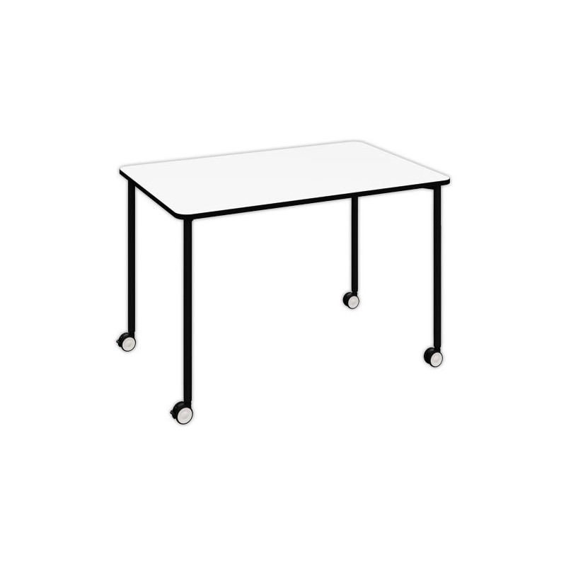 Table roulante FEX OFFICE 116 x 50 cm Blanc pieds noirs  - Fiducial