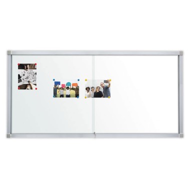 Vitrine d'intérieur coulissante 21 x A4 fond métallique  - Fiducial