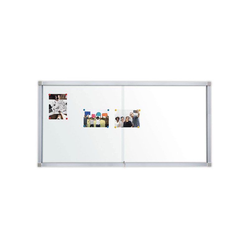 Vitrine d'intérieur coulissante 21 x A4 fond métallique  - Fiducial