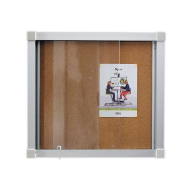 Vitrine d'intérieur coulissante 12 x A4 fond liège  - Fiducial