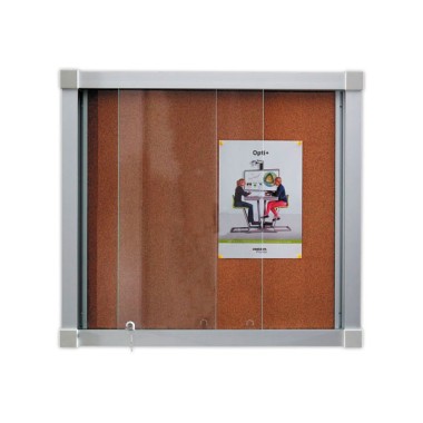 Vitrine d'intérieur coulissante 15 x A4 fond liège  - Fiducial