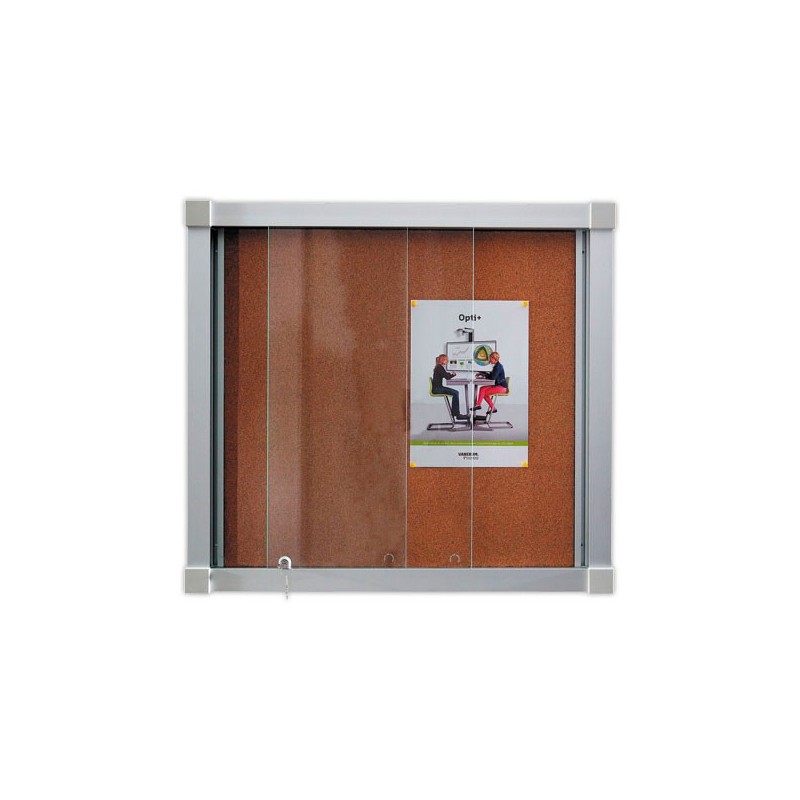 Vitrine d'intérieur coulissante 15 x A4 fond liège  - Fiducial