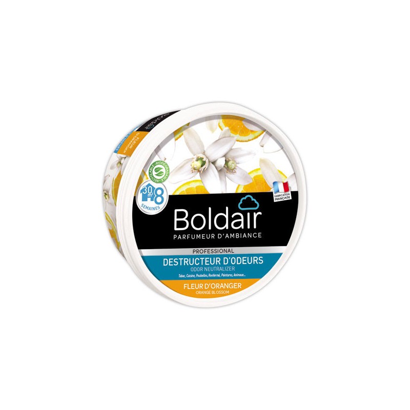 Pot de gel solide destructeur d'odeur BOLDAIR fleur d'oranger 300g  - Fiducial