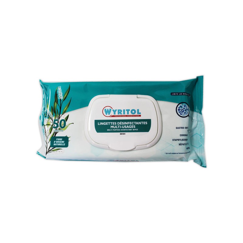 Étui de 50 lingettes nettoyantes désinfectantes WYRITOL senteur Niaoul  - Fiducial
