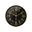 Horloge analogique avec cadran noir etchiffres jaunes  - Fiducial