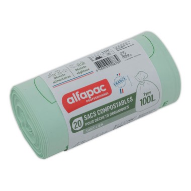 Sacs verts pour déchets quotidiens 100litres  x20 - Fiducial
