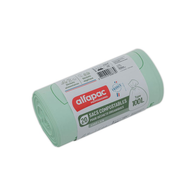 Sacs verts pour déchets quotidiens 100litres  x20 - Fiducial