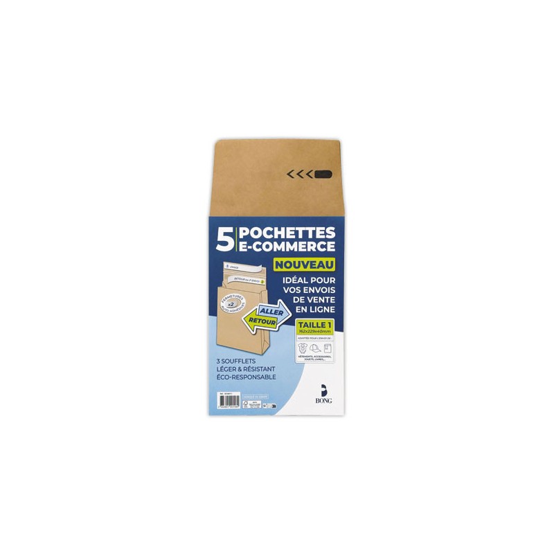 pochettes réutilisables kraft 162X229X40 120g  x5 - Fiducial