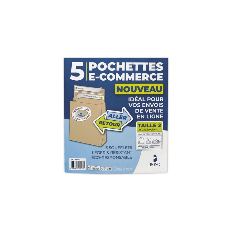 pochettes réutilisables kraft 250x350x50 120g  x5 - Fiducial