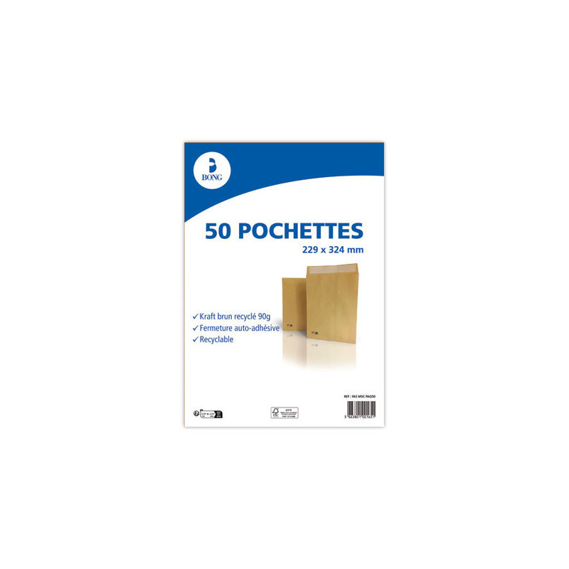 pochettes kraft 90gr - 229x324 mm  x50 - Fiducial