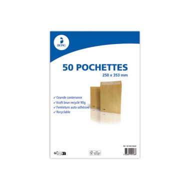 pochettes kraft 90gr - 250x353 mm  x50 - Fiducial