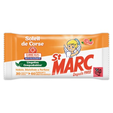 Étui de 30 lingettes antibactériennes compostables ST-MARC  - Fiducial