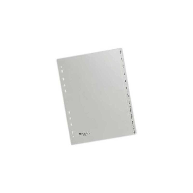 Jeu d'Intercalaires mensuels FIDUCIAL pour format A4 gris - 12 touches  - Fiducial