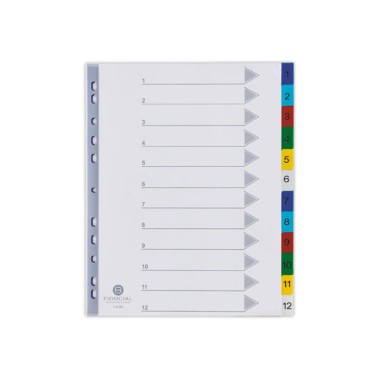 Jeu intercalaires numériques FIDUCIAL polypro. 12 onglets  - Fiducial