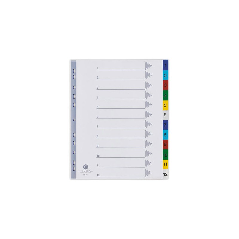 Jeu intercalaires numériques FIDUCIAL polypro. 12 onglets  - Fiducial