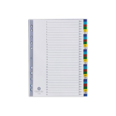 Jeu d'intercalaires numériques FIDUCIAL polypro. pour format A4 31T  - Fiducial