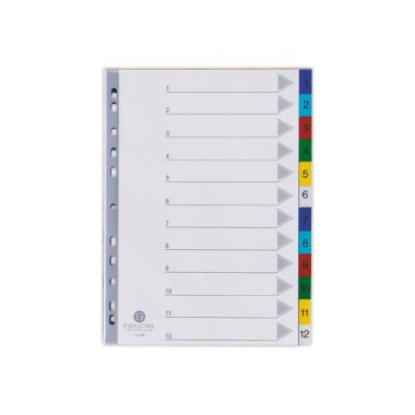 Jeu d'intercalaires numériques FIDUCIAL polypro. format A4 12 touches  - Fiducial